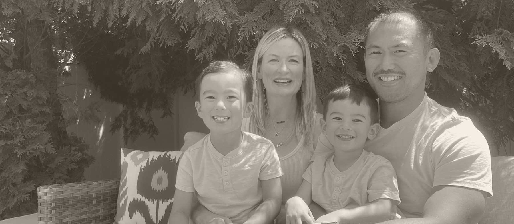Devon Hamoy with her husband and two young sons at home in West Caldwell, New Jersey